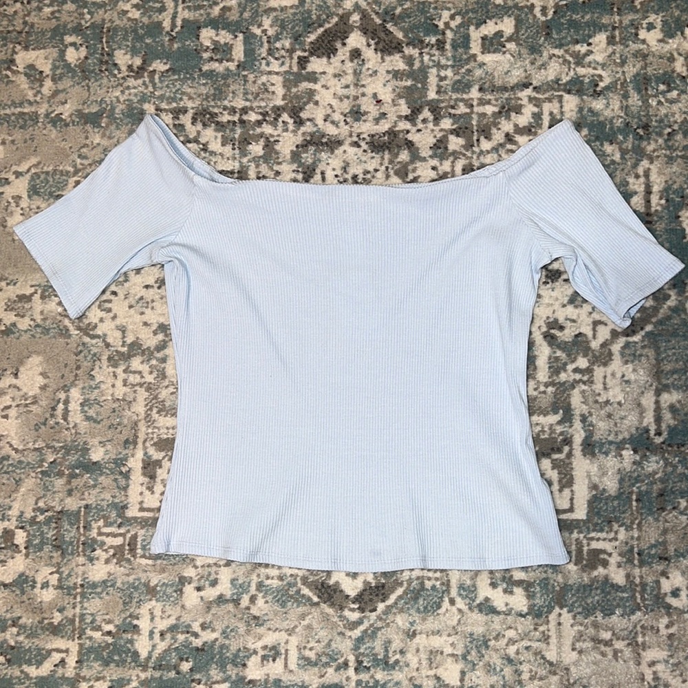 Light Blue Off Shoulder Top